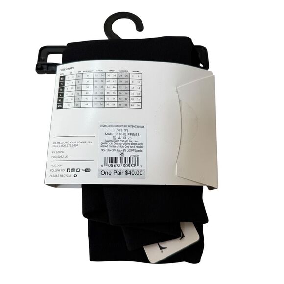 Hue black WIDE WAISTBAND ULTRA COTTON LEGGINGS size XS NWT - Picture 2 of 9